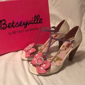 Betseyville Pauline Bow T-Strap Open Toe Heels